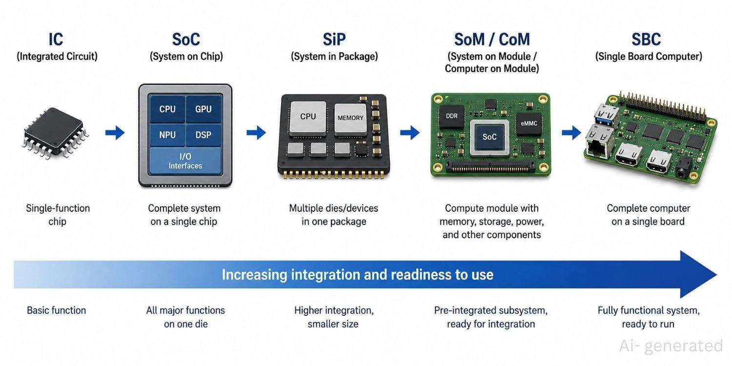 from ic to soc to sip to som com to sbc