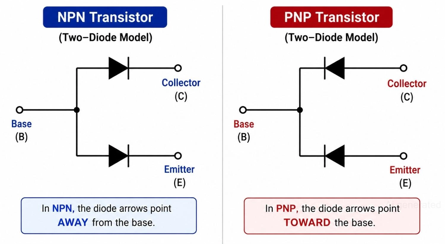 npn and pnp transistors