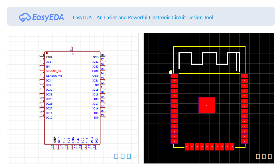 EasyEDA layout PCB ESP32 LCPCB