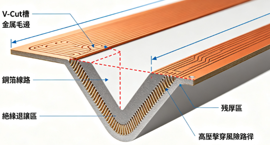 flex pcb v cut structure