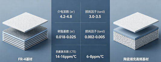 fr4 vs ceramic filled high frequency substrate