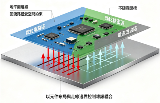 mixed signal pcb floorplanning coupling