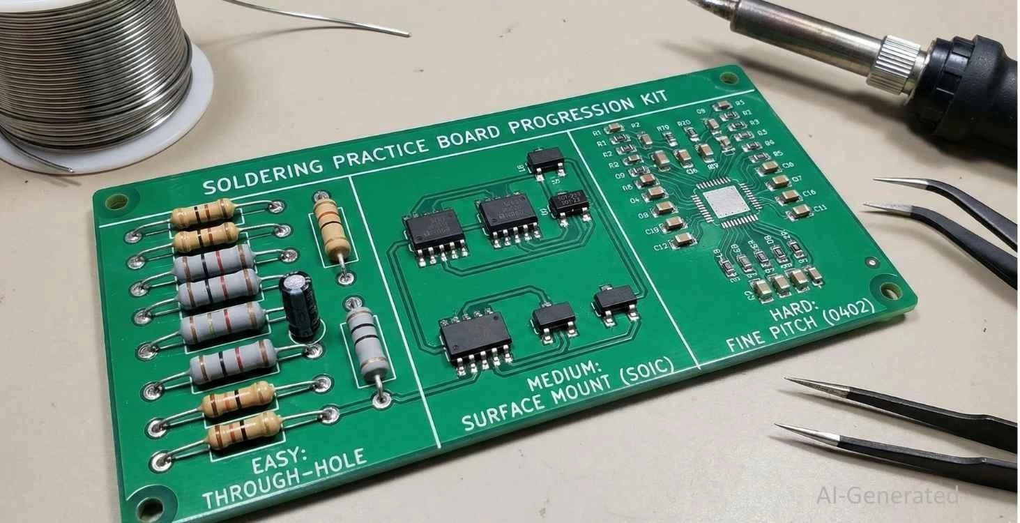 A soldering practice board