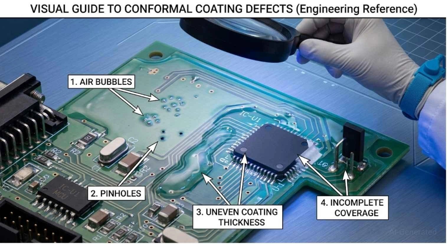 common conformal coating defects on pcb