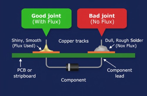 Comparison of good vs bad solder joint quality