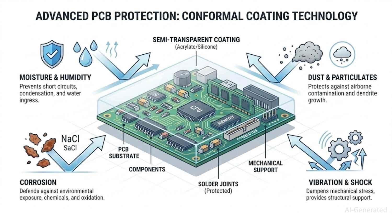 conformal coating protecting PCB