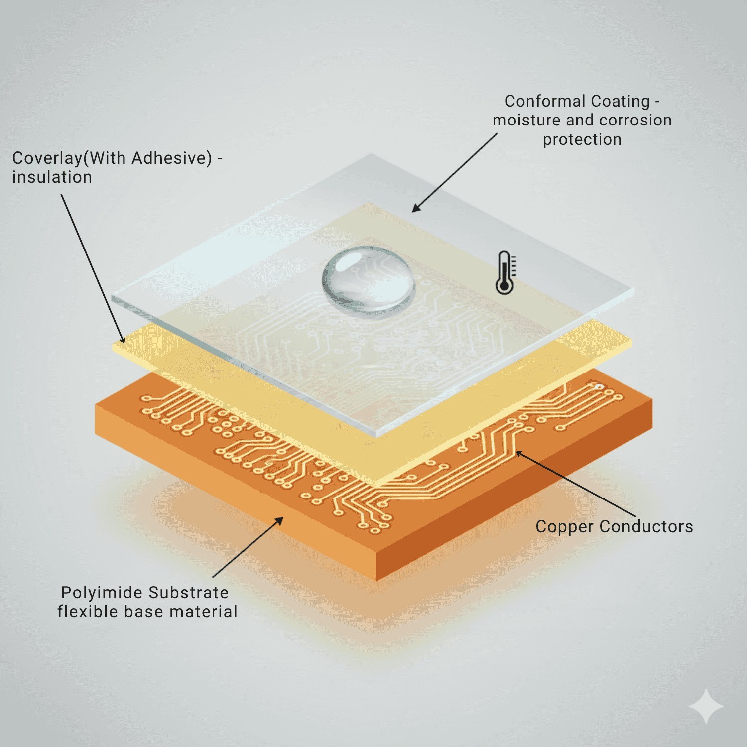 Cross-section of a flexible PCB