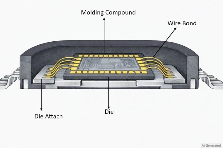 Internal structure diagram of PQFP package