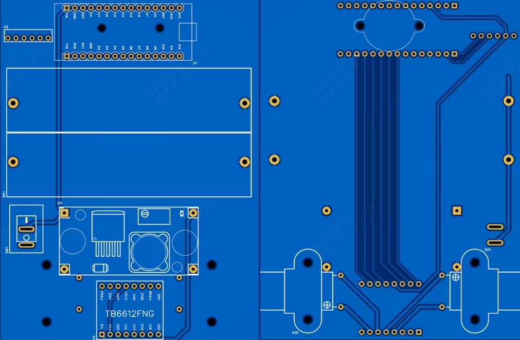 JLCPCB 2D Gerber viewer showing Arduino RC car board tracks