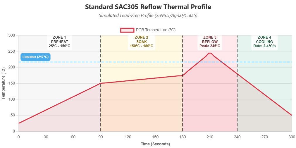 SMT reflow soldering profile graph