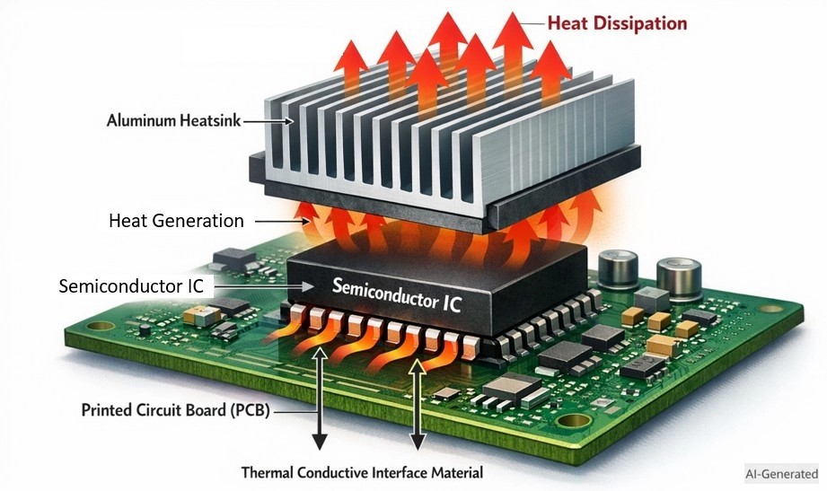 Thermal dissipation path for PQFP packages