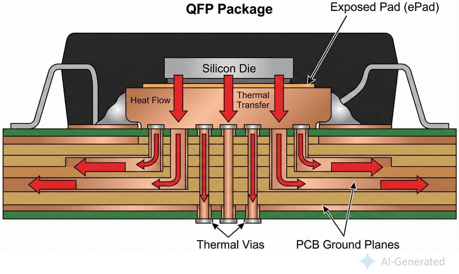 Thermal management for QFP