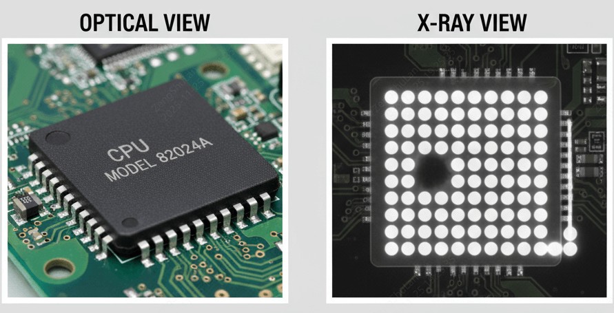 X-ray showing hidden solder balls