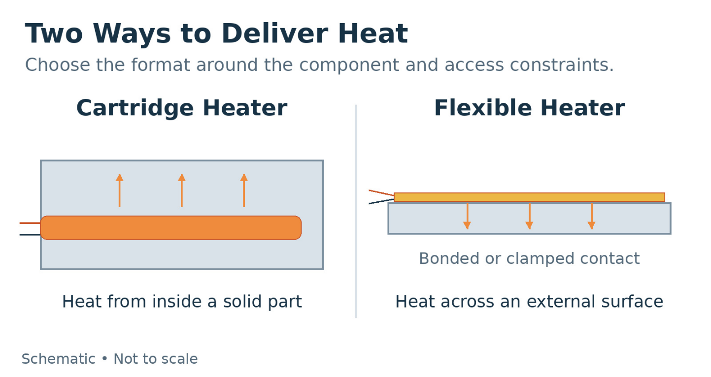 Cartridge heater cutaway inside a metal block