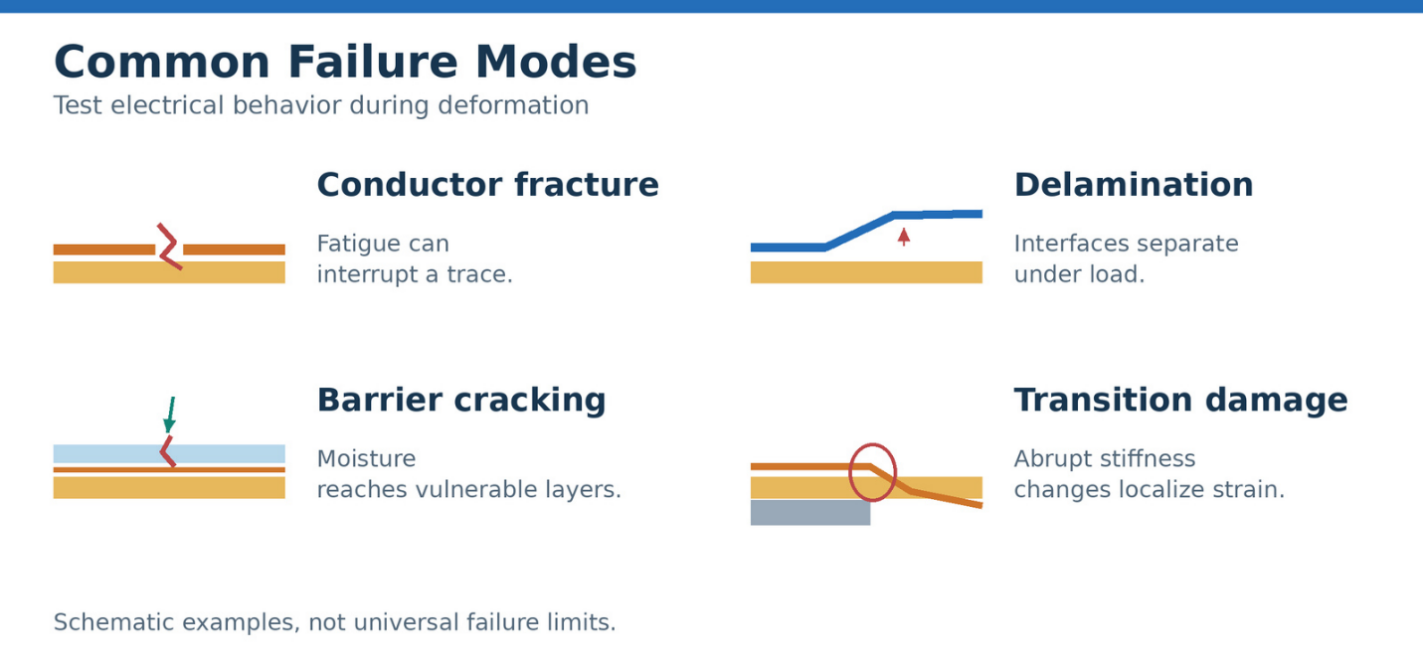 Common Flexible-Electronics Failure Modes