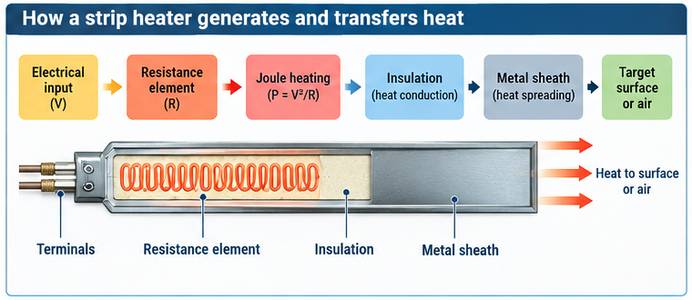 How a strip heater generates and transfers heat