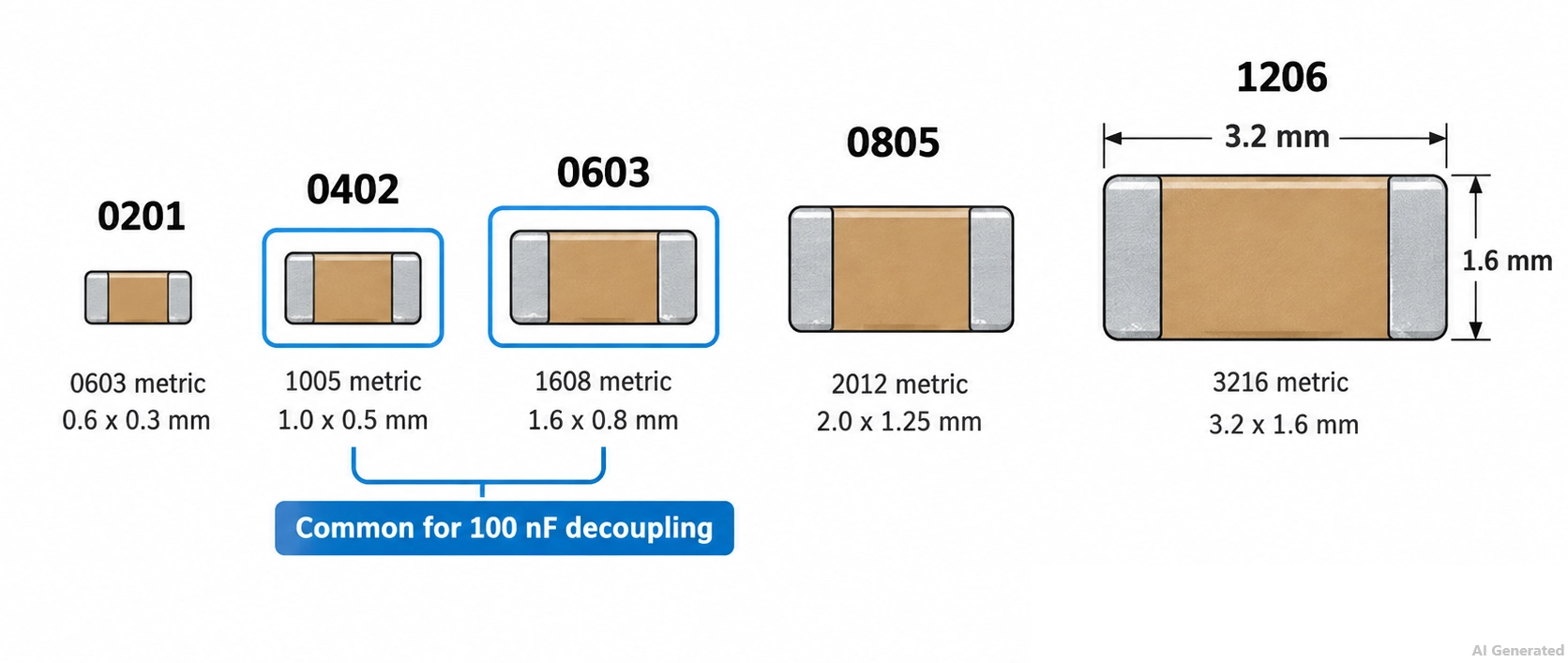 100nf mlcc package sizes