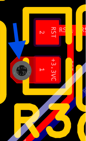 3.3v via with traces connecting with power plane
