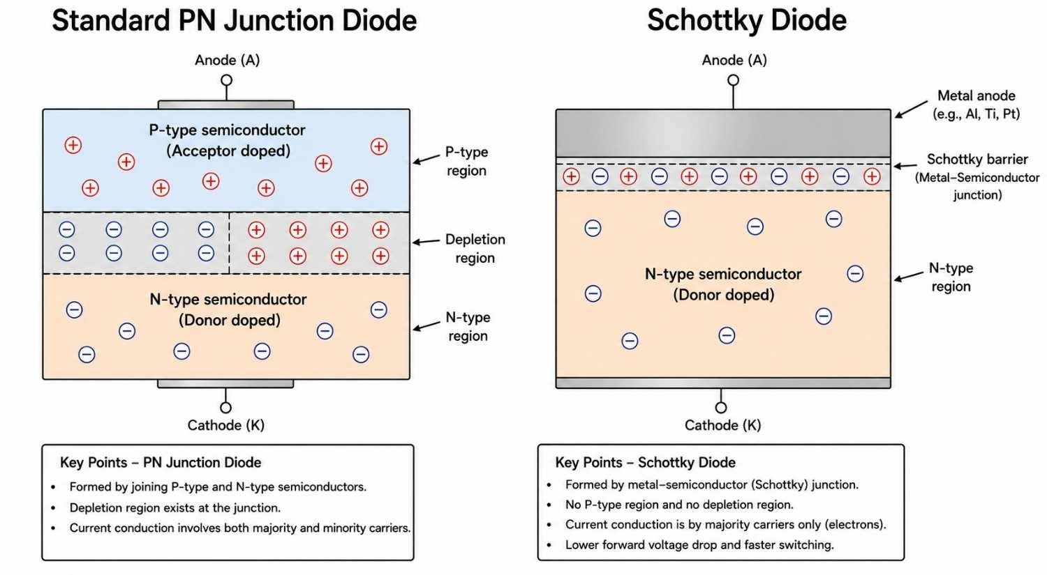 a pn junction diode and a schottky diode