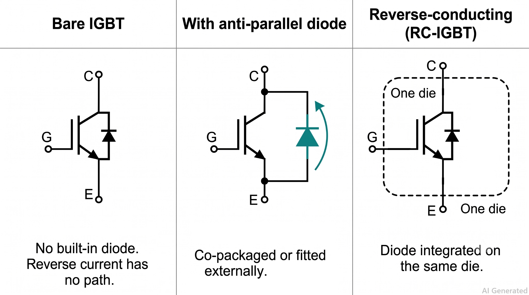 bare igbt igbt with a co packaged diode and rc igbt
