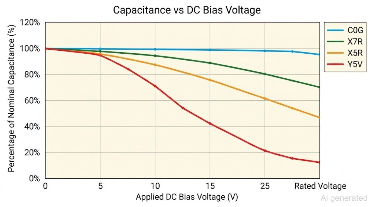 c0g capacitance flat x7rx5r drop sharply