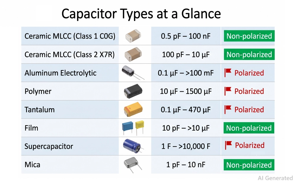 capacitor types chart