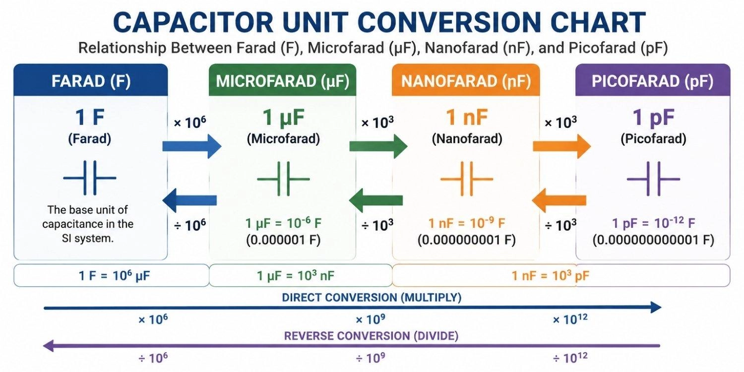 capacitor unit conversion chart