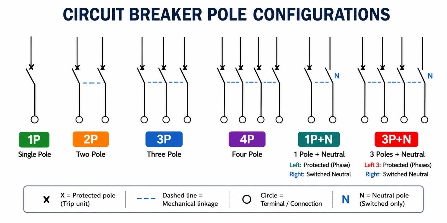 circuit breaker pole configuration symbols