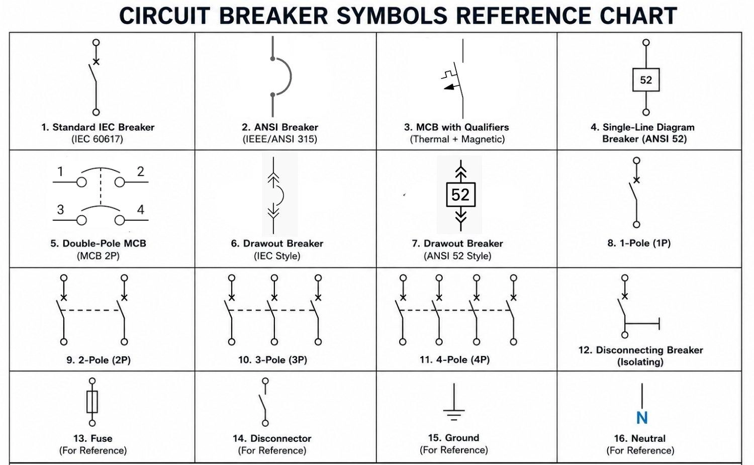 circuit breaker symbol reference chart