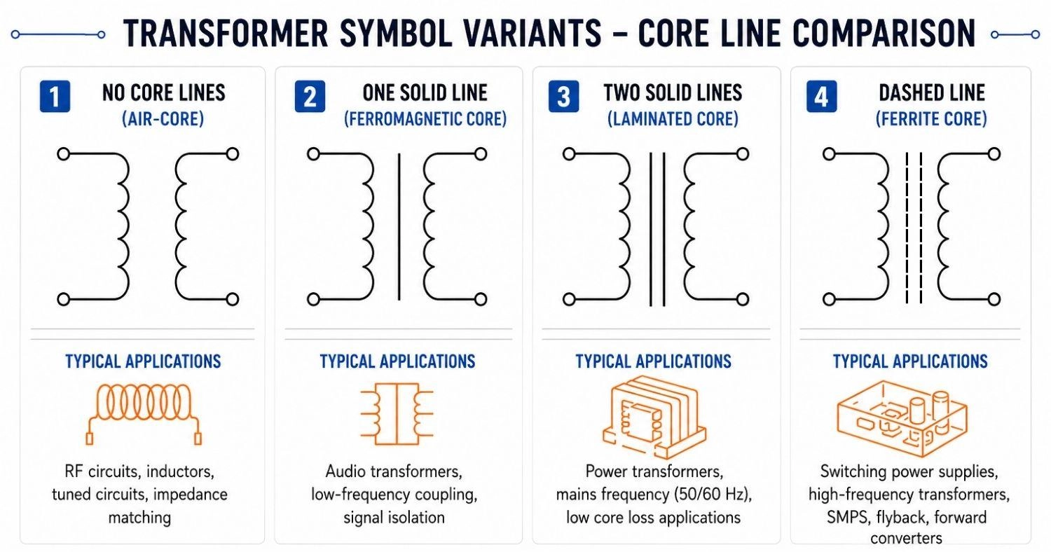 core lines in transformer symbol