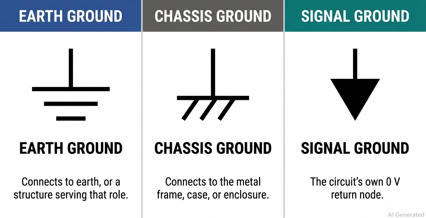 earth chassis and signal ground symbols