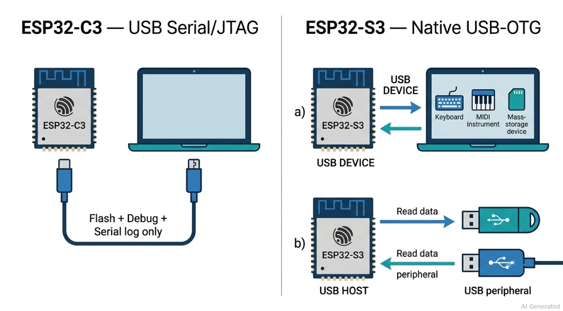 esp32 c3 and esp32 s3 usb port