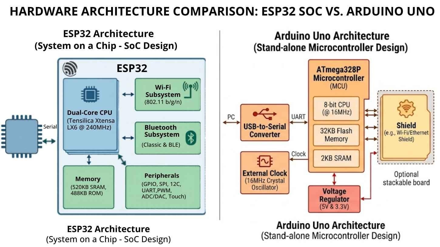 esp32 vs arduino architecture explained