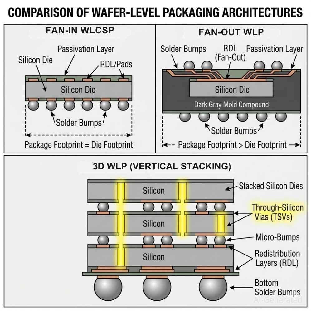 fan in, fan out, and 3d wafer level packaging architectures