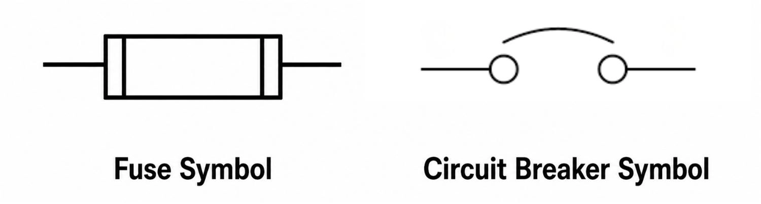 fuse symbol vs circuit breaker symbol
