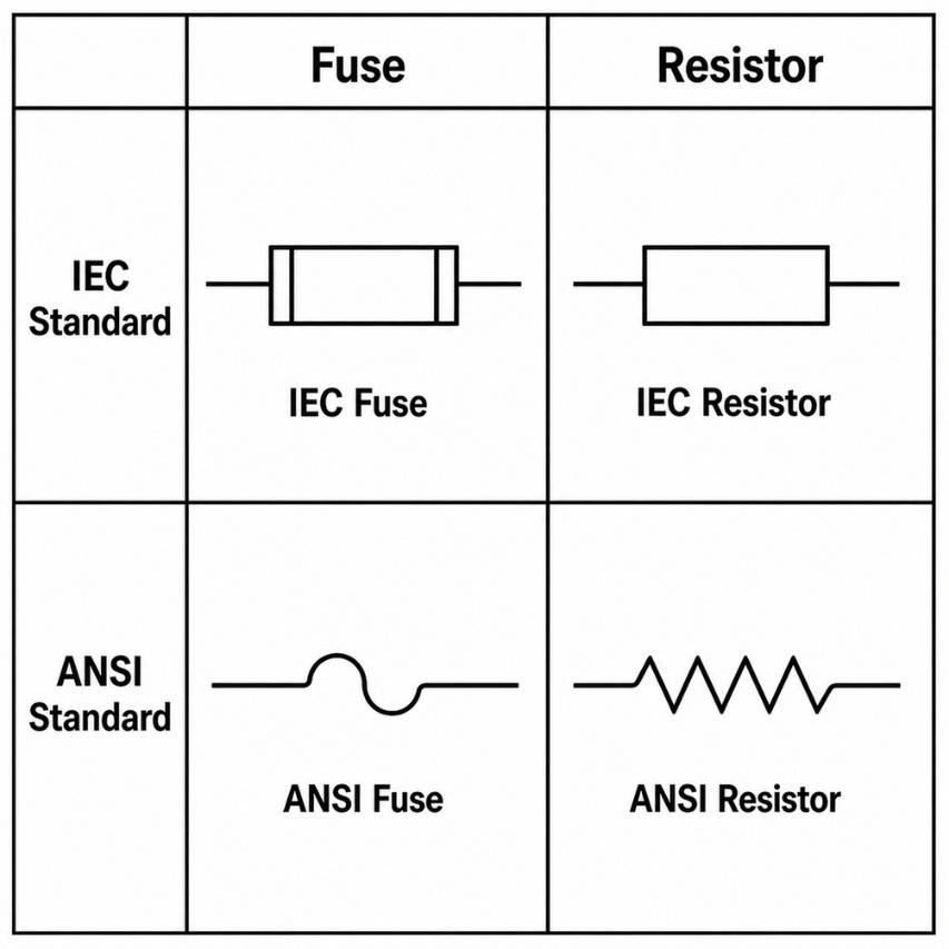 fuse symbol vs resistor symbol