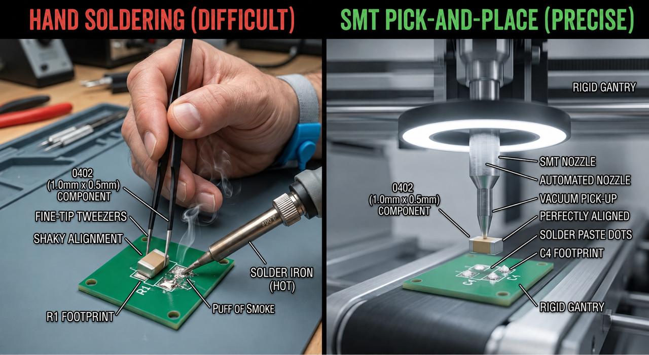 hand soldering vs smt pick and place machine