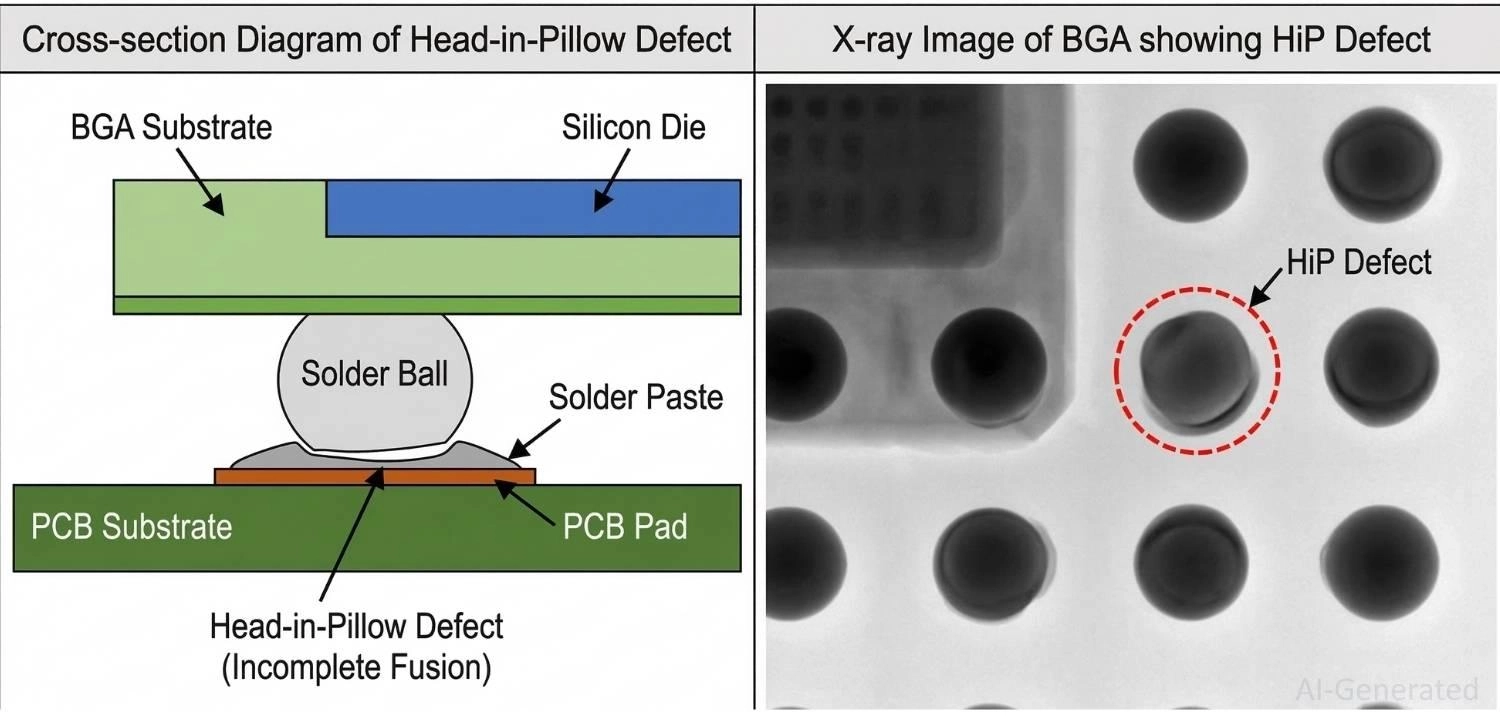 head in pillow defect in bga reflow soldering