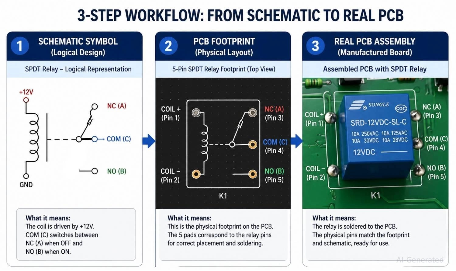 how to map a relay symbol to a pcb footprint