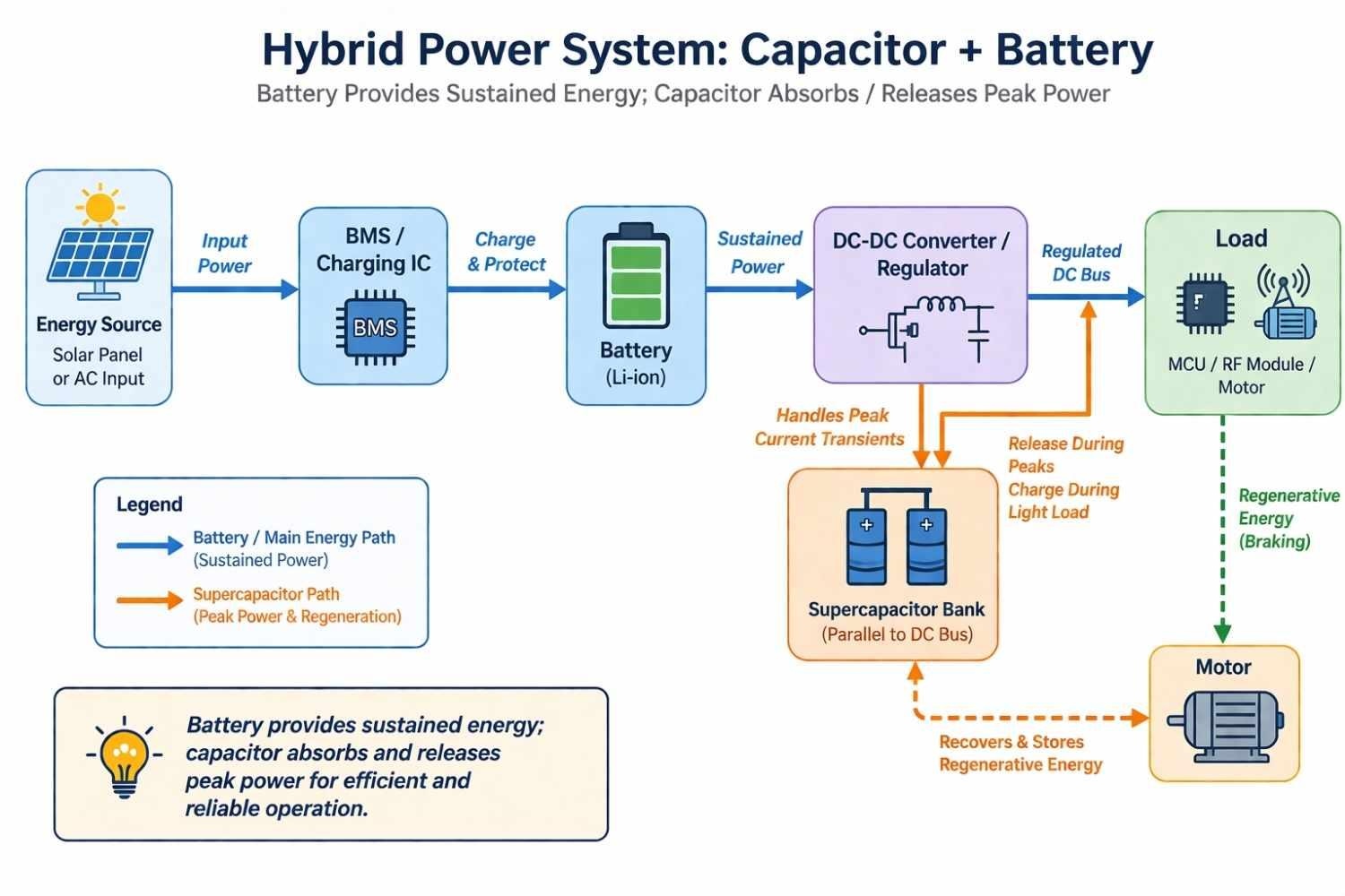 hybrid systems capacitor and battery