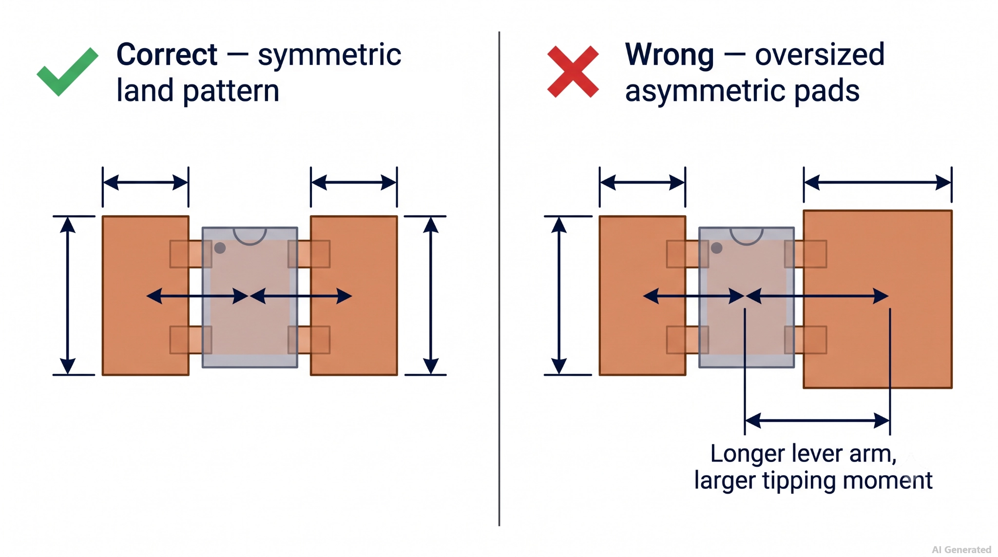 ipc 7351b symmetric vs asymmetric pad pattern