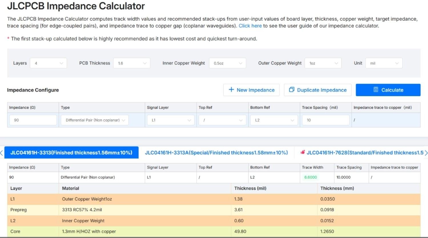 jlcpcb pcb impedance calculator