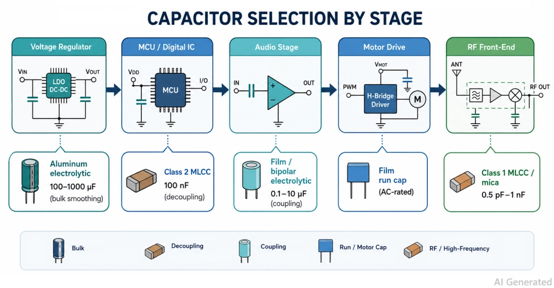 mapping capacitor types to circuit applications