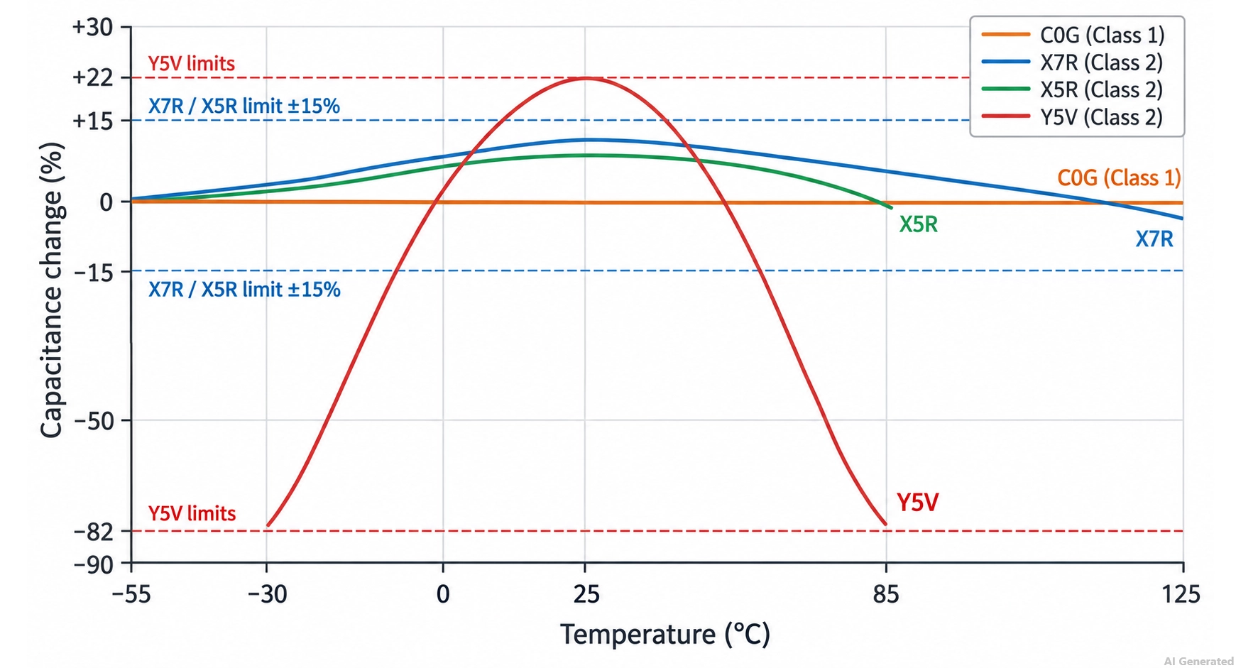 mlcc capacitance change vs temperature graph