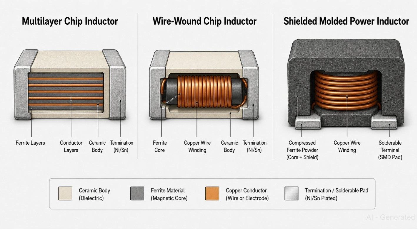 multilayer chip wire wound chip and shielded molded inductor