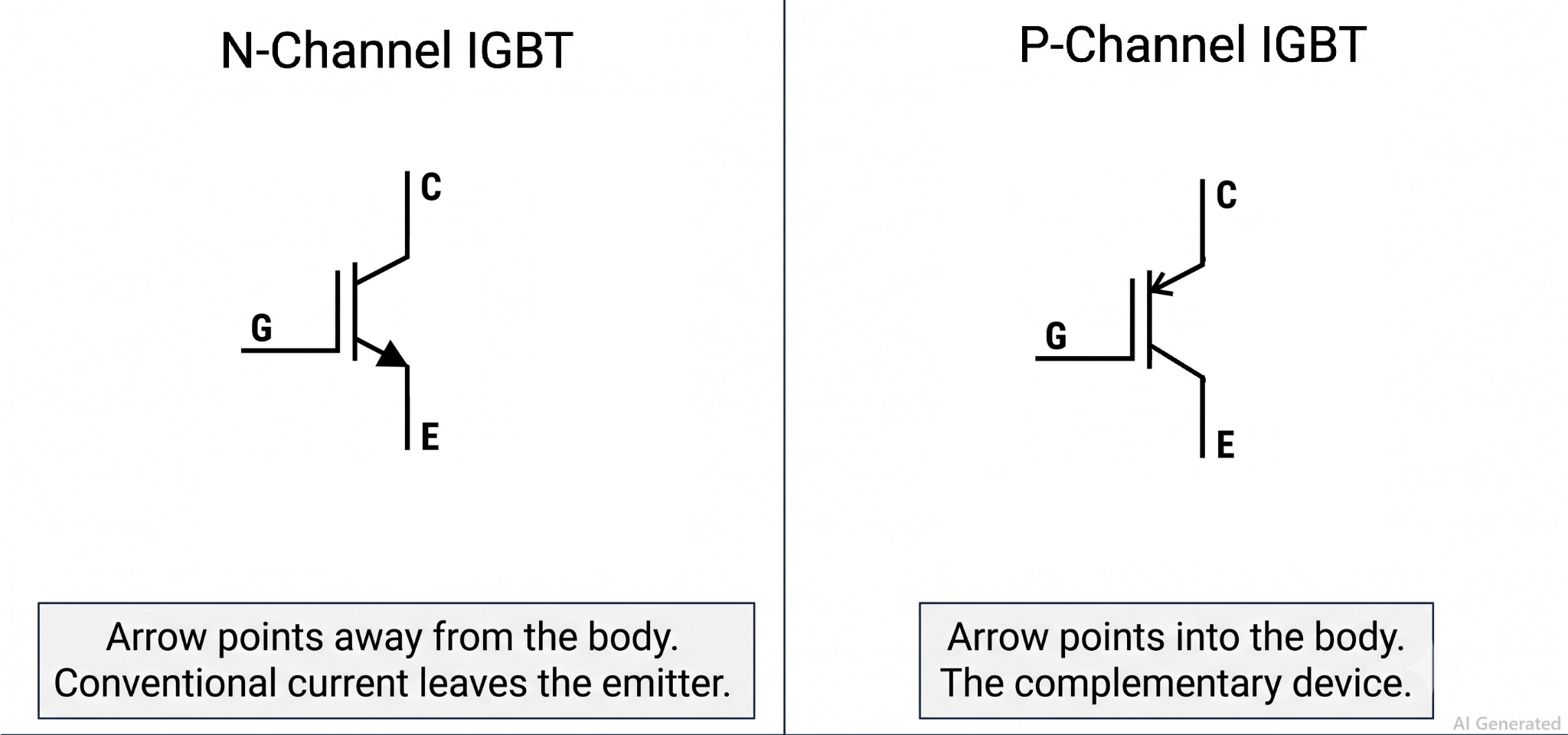 n channel and p channel igbt symbols