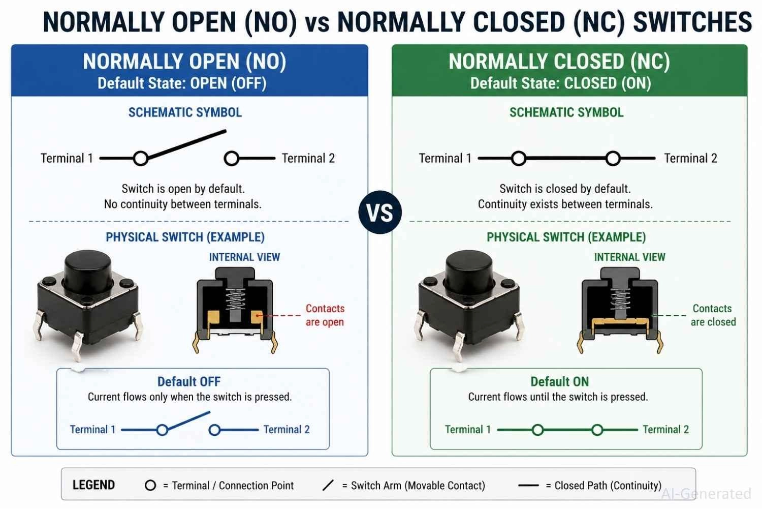 normally open (no) and normally closed (nc) switch symbol