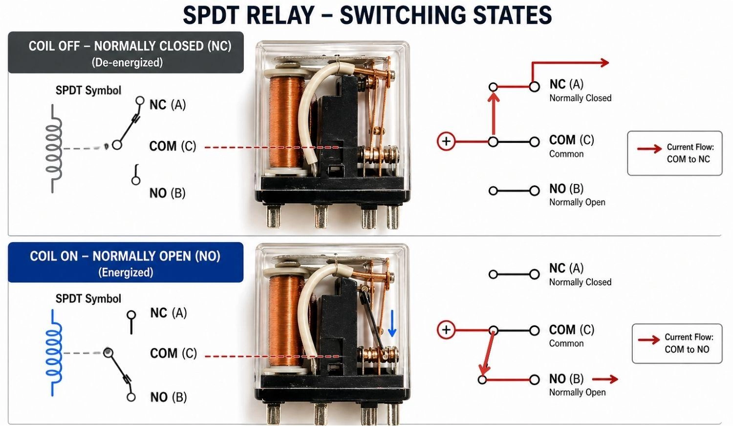 normally open vs normally closed relay symbols