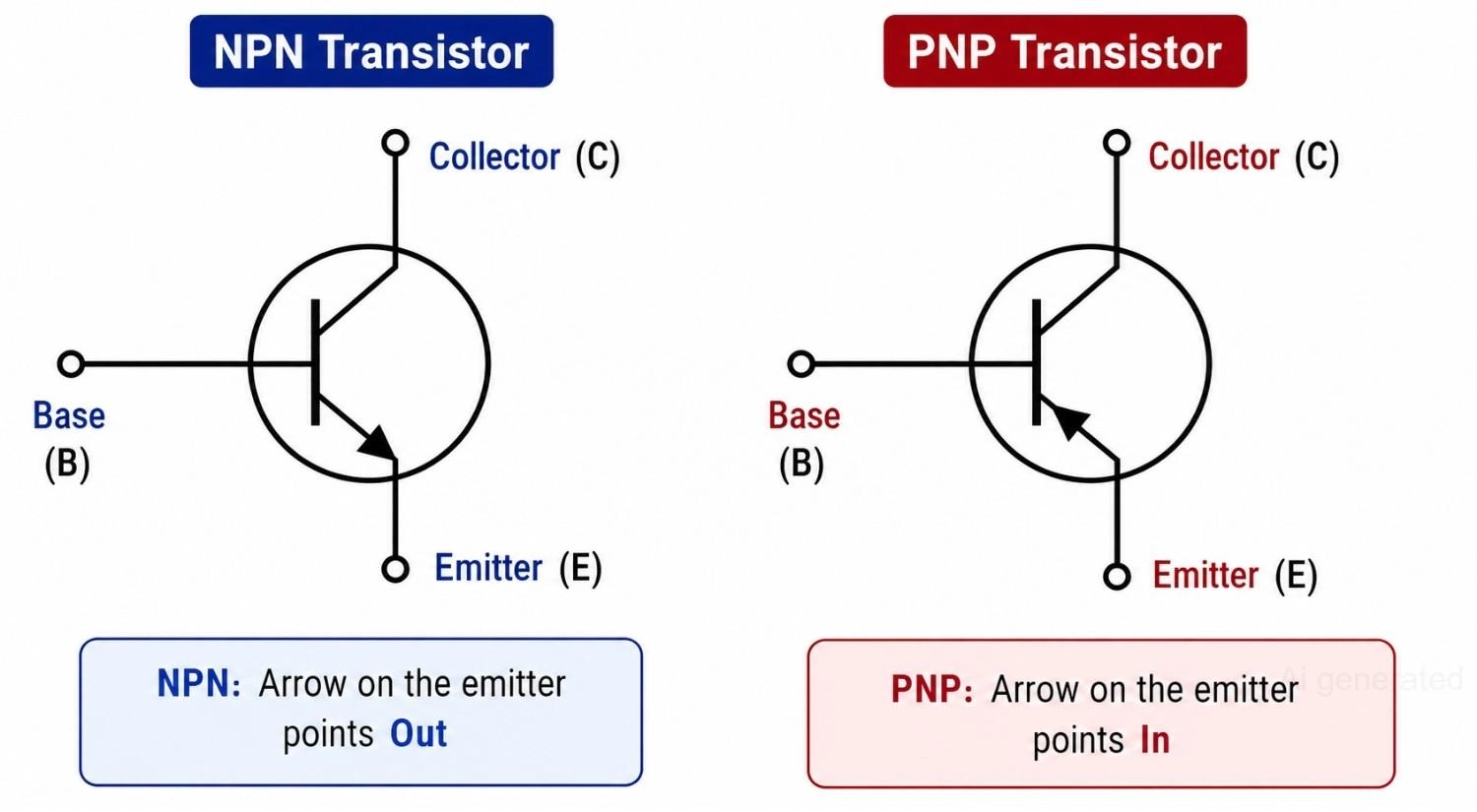 npn and pnp transistor symbols