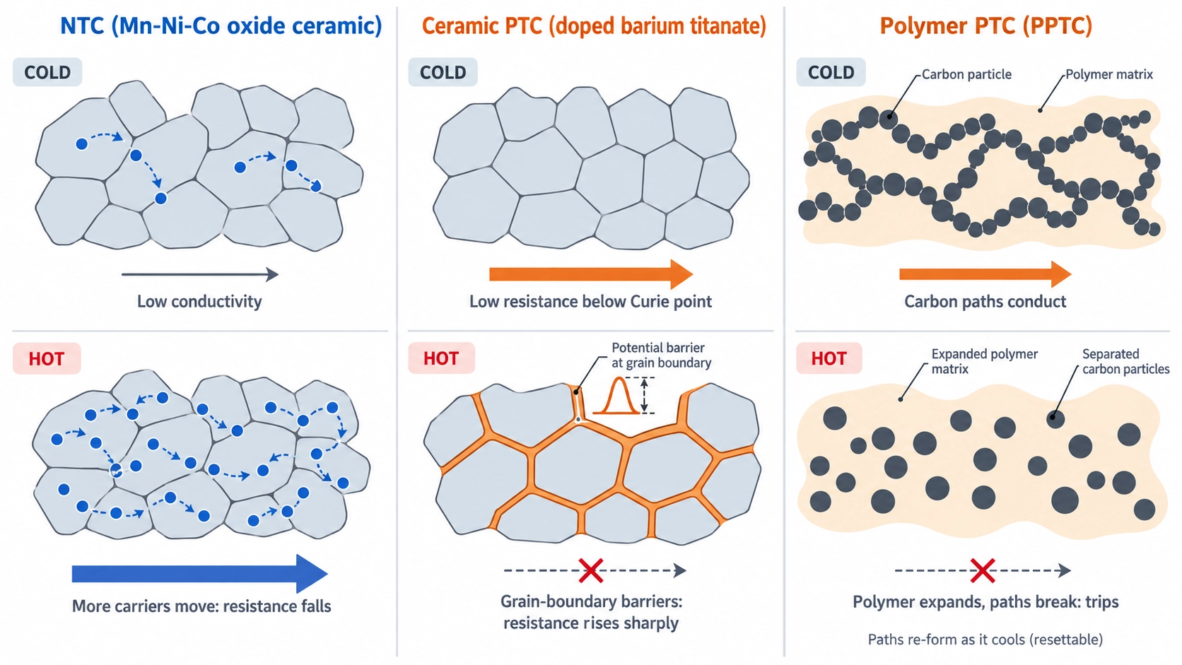 ntc metal oxide grains and ptc grain boundaries